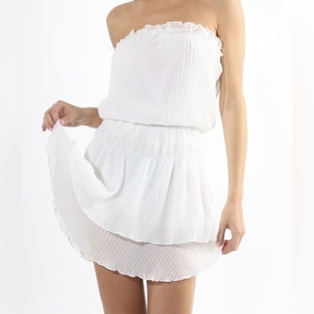 Glam Martina Ruffle Mini Dress White size small